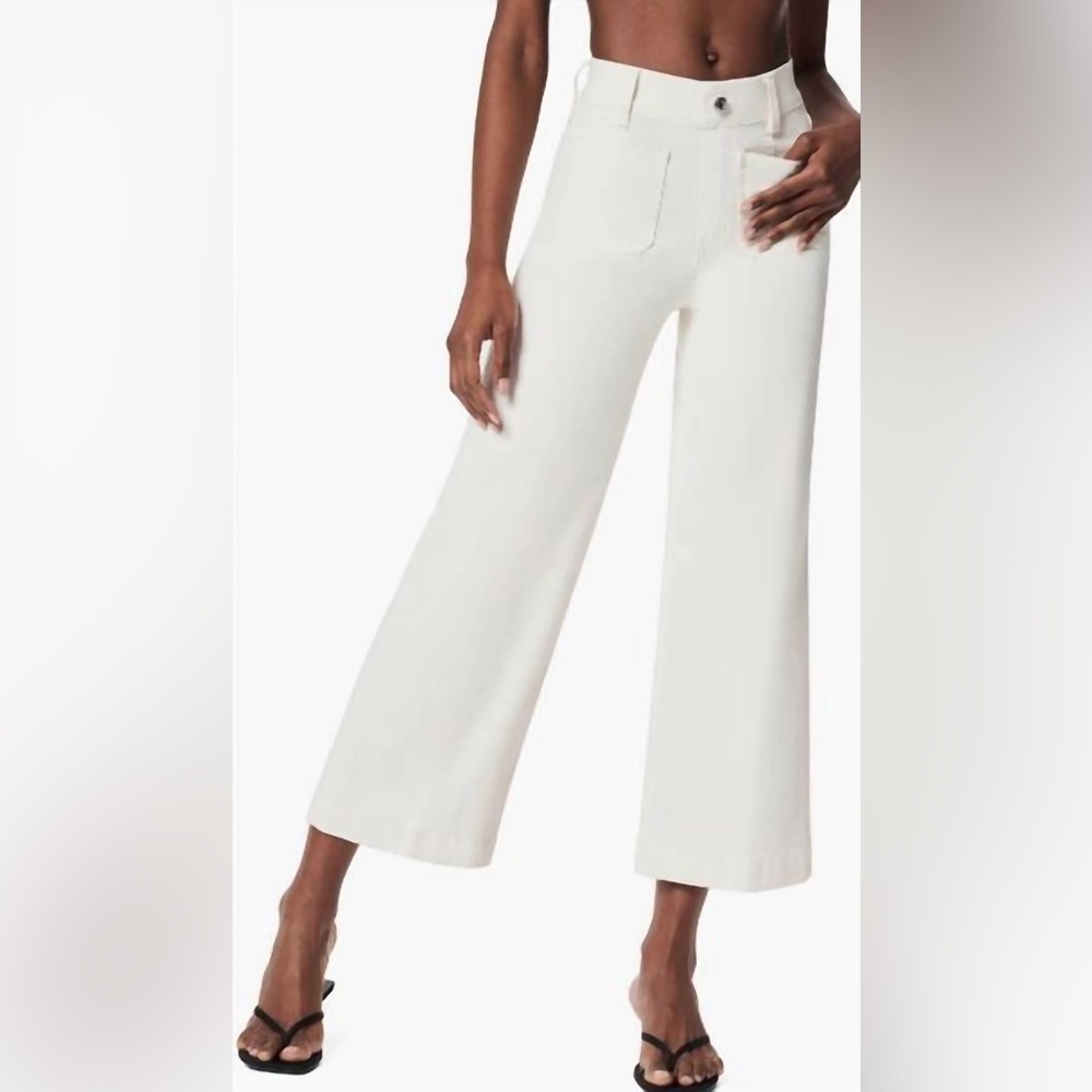 SPANX Ecru High-Rise Wide-Leg Cropped Jeans